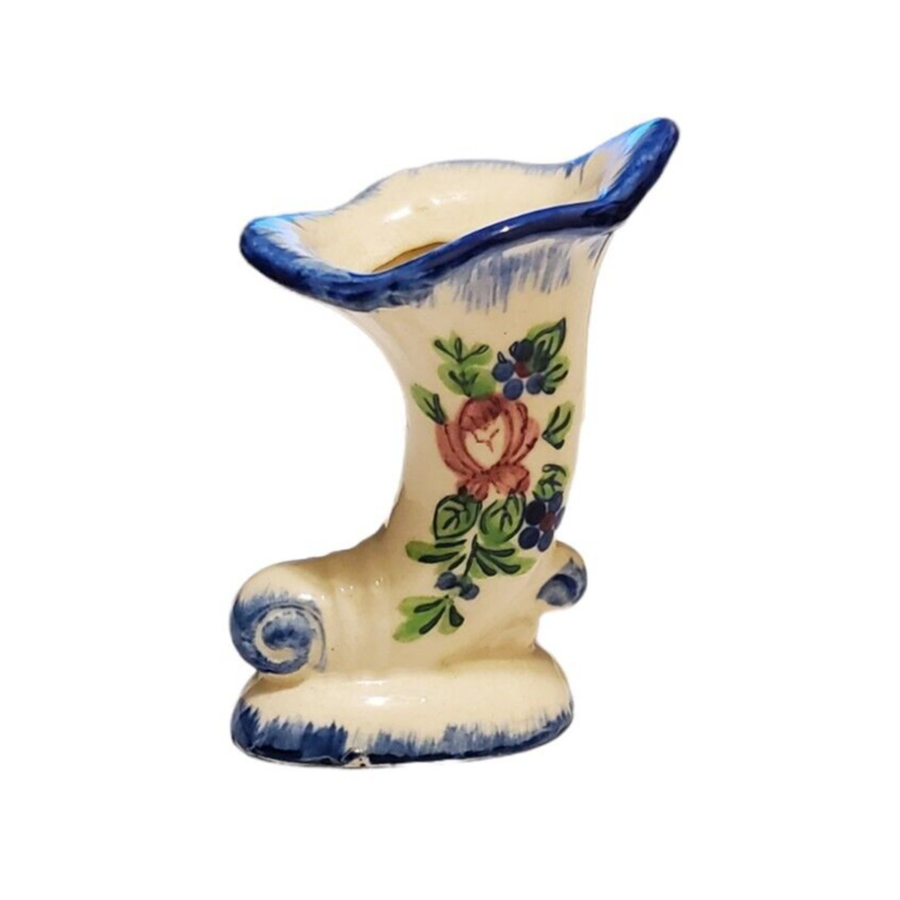 Vintage Pico Flower Bud Vase Blue Floral Hand Painted Miniature Occupied Japan